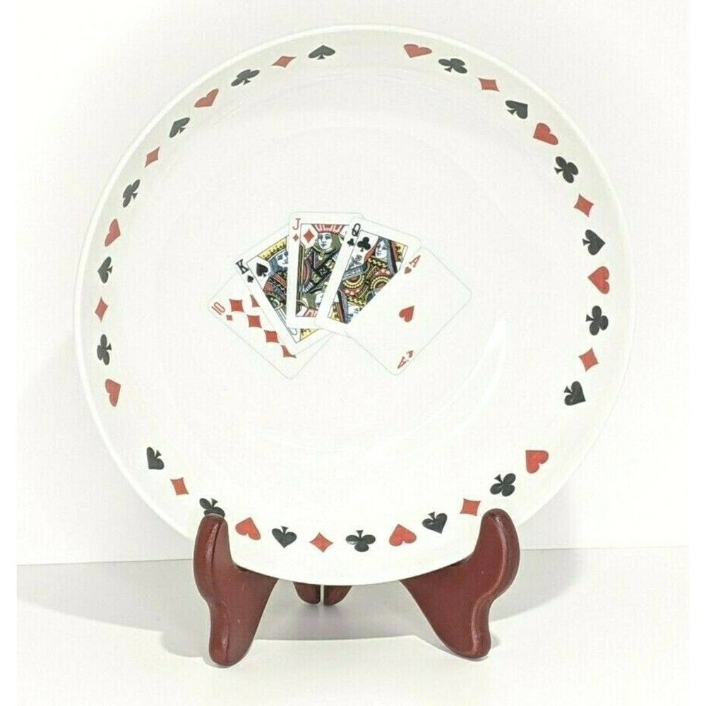Serving Bowl Playing Card Suits Ceramic 9 x 2.5"